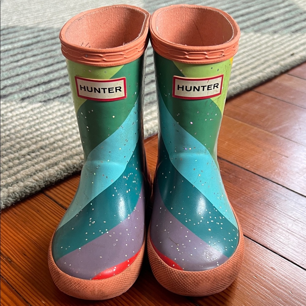 Hunter rainbow sparkly rain boots toddler 7
